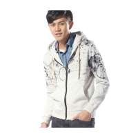 MR.ZERO零号男 泼墨印花休闲开衫连帽卫衣B