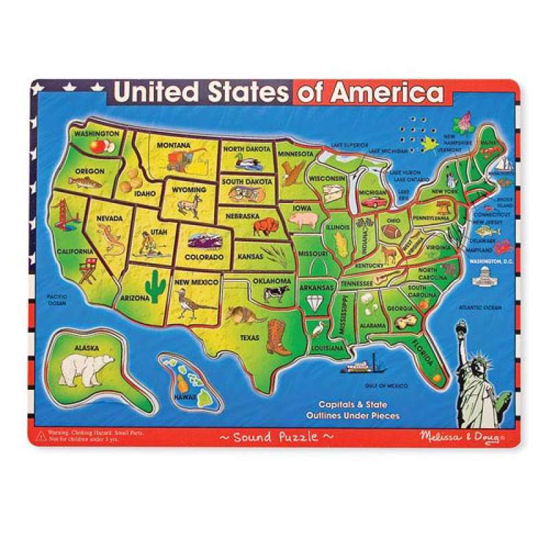 (美国直邮)Melissadoug豪华木制美国地图有声