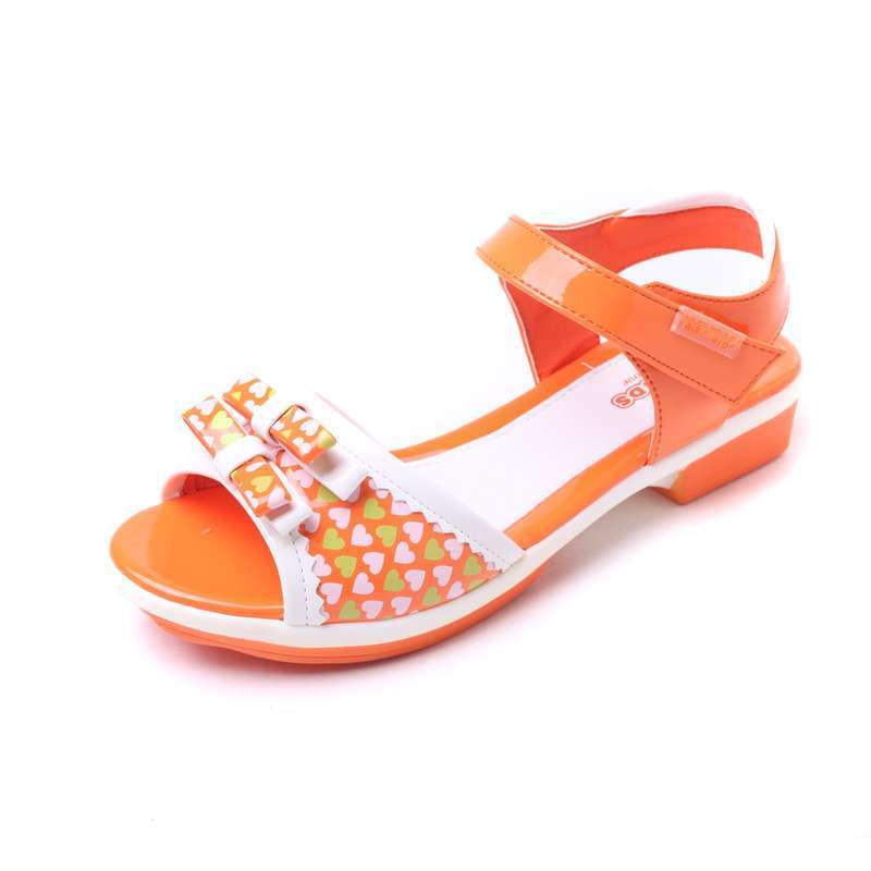 ABC童鞋 女童凉鞋 夏季新品 时尚可爱儿童中童公主皮凉鞋P4213527D 橙色 33码/21.2cm