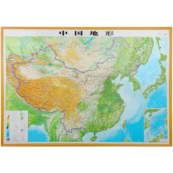 《中国地形图精雕版凹凸立体地形图1米X0.74