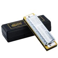 ANG 黄牌10孔布鲁斯口琴 新式盖板 108 银色 