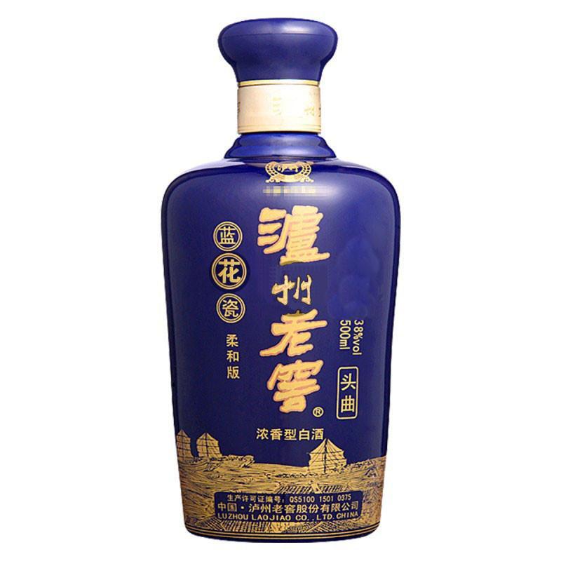 泸州老窖白酒蓝花瓷38度柔和头曲500ml 单瓶装