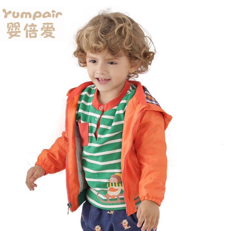 婴倍爱 2014新款童装儿童风衣 男童宝宝风衣外套秋装 C452 暖橙色 120cm