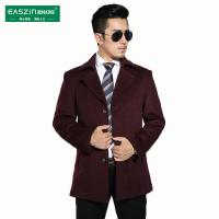 015春装新款西装领男士休闲羊毛呢子大衣单排