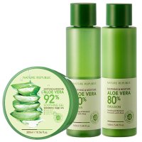 韩国自然乐园芦荟水乳3件套芦荟胶爽肤水乳液