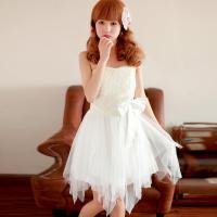 蝴蝶结不规则裙摆抹胸裙礼服裙伴娘裙敬酒服