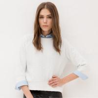 七分长袖短款套头卫衣 女 纯色加厚休闲秋装上