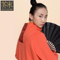 【芥末原创】煊赫红\/加绒加厚拉链刺绣卫衣抓