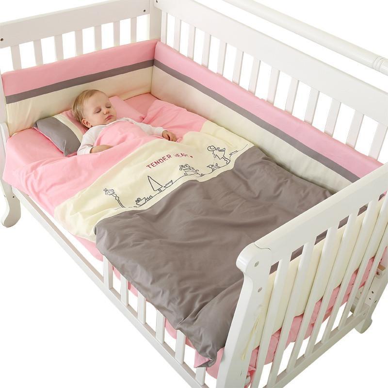 [苏宁自营]龙之涵婴儿床上用品全棉大套件 宝宝新生儿婴儿床床品床围65*120