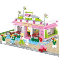 小鲁班 开心<em>小镇</em>拼装积木 <em>女生版</em>粉色梦想拼插