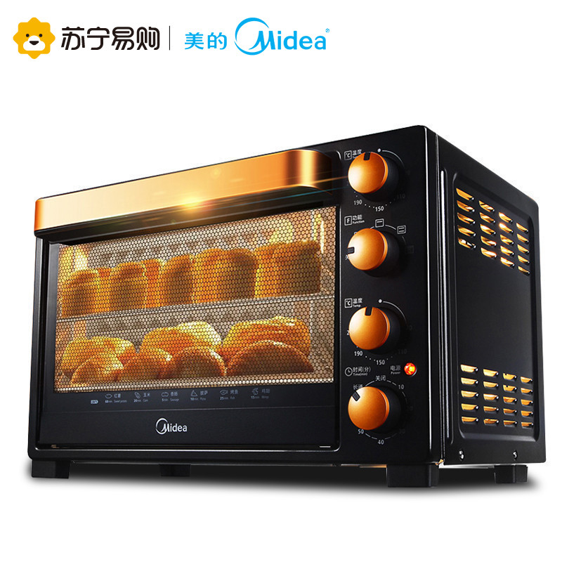 美的（Midea）电烤箱 T3-L326B 四层烤位 大烤箱 黑色