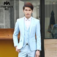 满志 新款男士西服套装新郎结婚礼服韩版修身