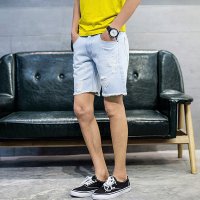 艾柏尼 新款<em>男士</em>破洞休闲<em>牛仔三分</em>裤<em>短裤</em> 710