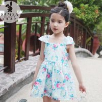 小兔森巴童装裙女童格子印花连衣裙 韩版夏季