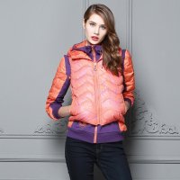 皮尔卡丹2015新款女士短款羽绒服 印花背心马
