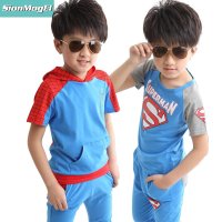 2015春夏装新款 男童运动套 儿童超人 蜘蛛侠短