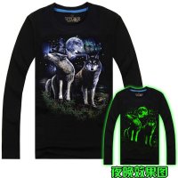 龙登堡长袖男2016新款夜光3D动物图案霸气立