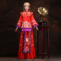 红色秀禾服龙凤褂 2016年春夏季新款新娘敬酒