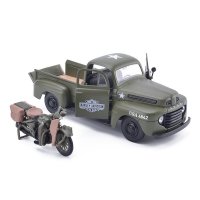 哈雷戴维森摩托车福特皮卡运输车组合合金仿真