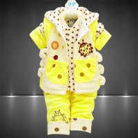 童趣熊 加厚三件套婴儿衣服0-1岁男宝宝冬装套