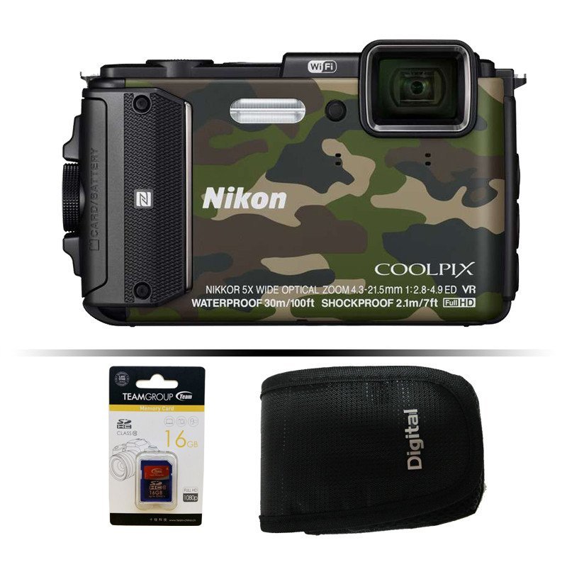 尼康（Nikon）AW130s 三防数码相机 迷彩色 套装 山西尼康典范店