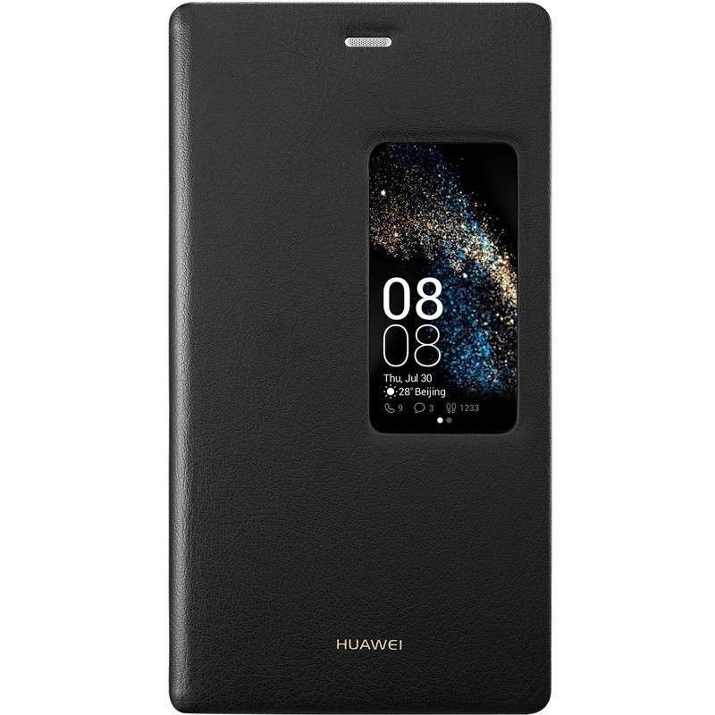 华为（HUAWEI）P8原装正品手机套手机壳 P8智能开窗皮套手机保护套 黑色