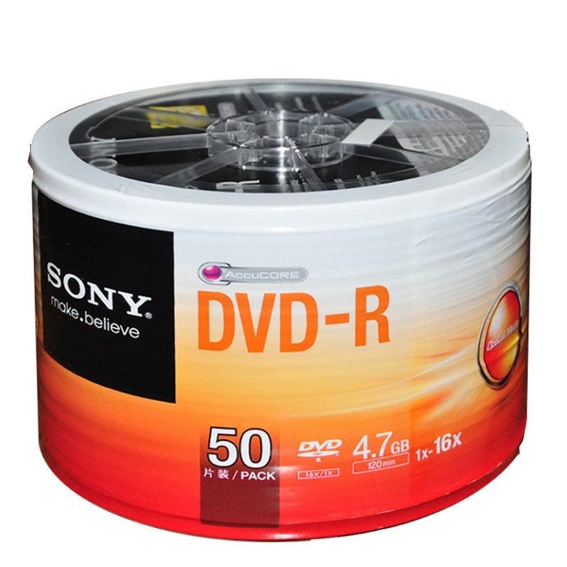 索尼(SONY)16速 DVD-R 空白光盘 50片塑包装