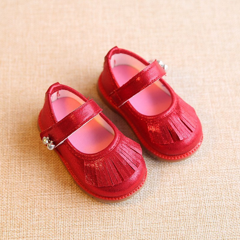 喜安贝 红色鞋子童鞋女童单鞋婴儿宝宝学步鞋软底春秋公主鞋 红色 15