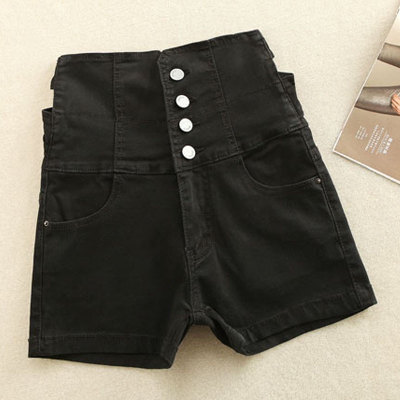 Ren系列】KaipRen春夏高腰弹力牛仔短裤女韩