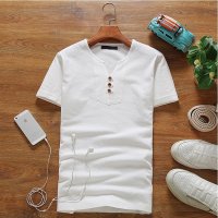 M2monLine2016夏装新款亚麻短袖T恤男士复古