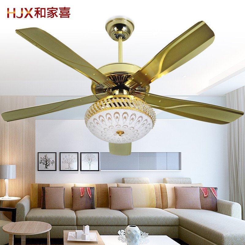 和家喜吊扇灯风扇灯具客厅餐厅吊灯欧美带灯吊扇 红古铜色木质扇叶