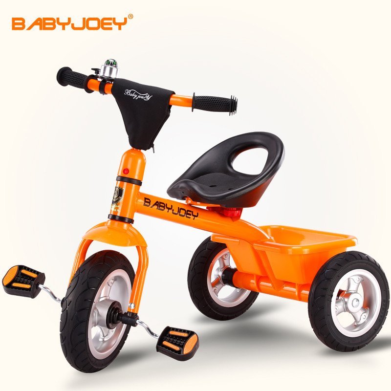Babyjoey佰贝艾 儿童三轮车 脚踏车带推把【工艺品质 防滑把手 可拆式置物篮】婴儿自行车 2-6岁 橙色