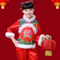 儿童圣诞元旦演出服装喜庆民族舞秧歌舞表演服