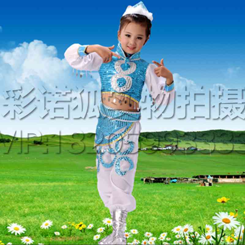 蒙古舞服装女童演出裙民族舞蹈演出服小荷风采