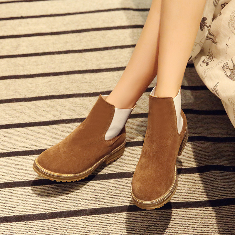 【巫卡卡系列】2016时尚潮靴舒适中粗跟防滑