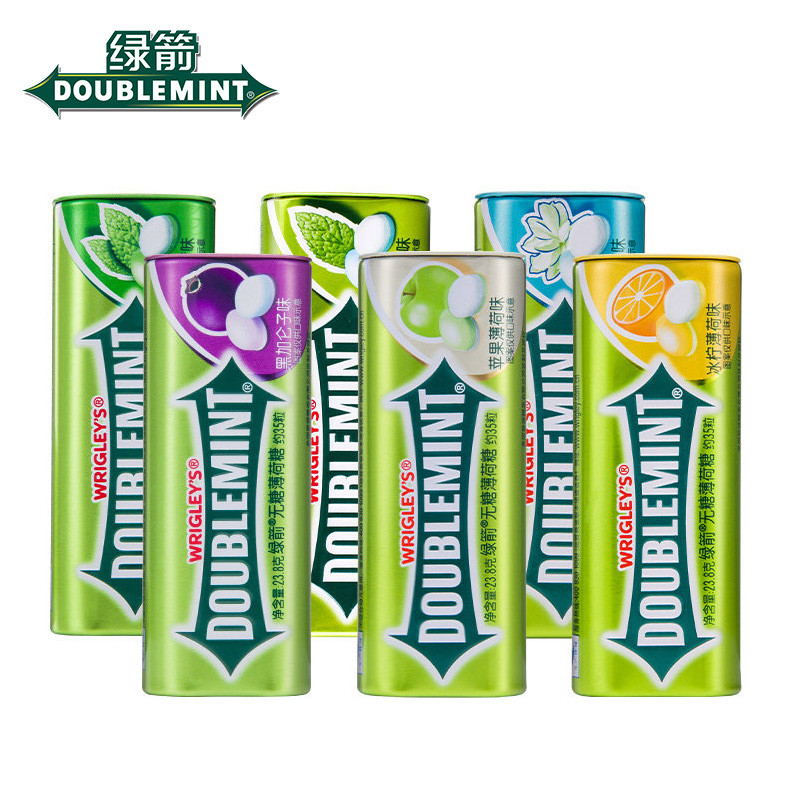 【绿箭(DOUBLEMINT)系列】绿箭无糖薄荷糖35粒23g瓶装休闲糖果零食6种口味组合装图片,高清实拍图-苏宁易购