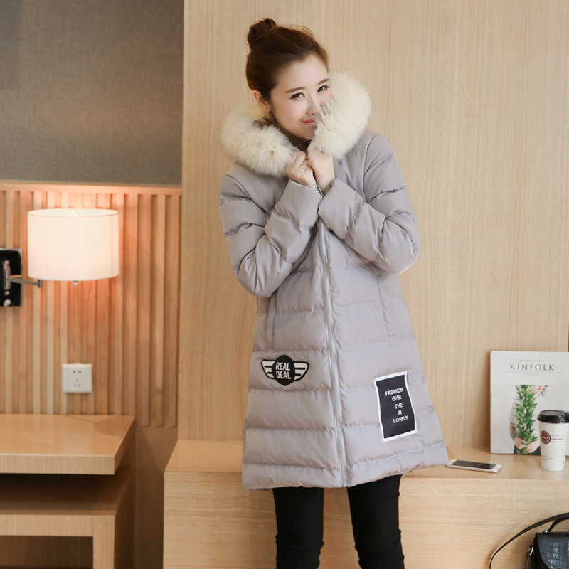 【BellFlygo系列】冬季孕妇装 宽松大码连帽毛