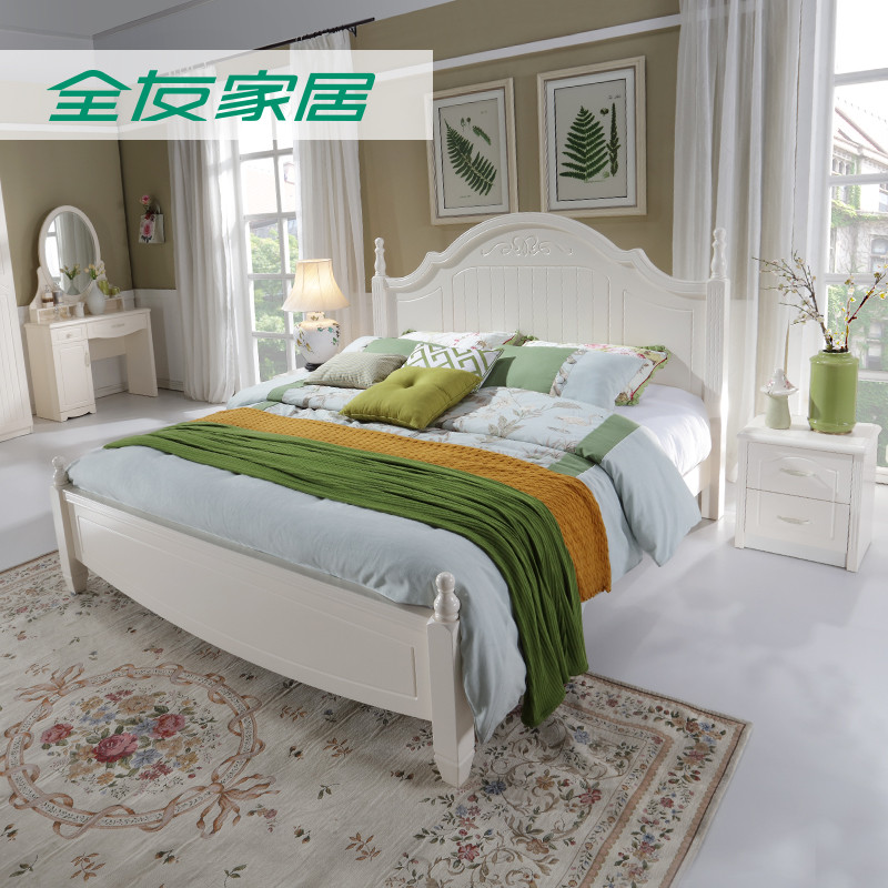 全友家私 韩式田园卧室家具套装 板式双人床组合 120613 【标准款】1.8米单床