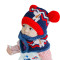 贝迪牛+秋冬宝宝套头帽保暖帽婴儿毛线帽围巾套装 0-12个月左右 红色Look双球帽+围脖