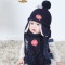 贝迪牛+秋冬宝宝套头帽保暖帽婴儿毛线帽围巾套装 0-12个月左右 卡其15标双球帽+围脖