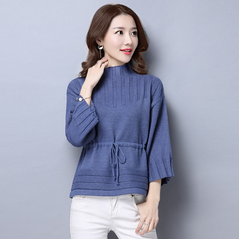 A2016秋冬新款中年女士短款束腰毛衣女时尚休