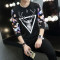 2017春季新品长袖圆领套头卫衣男青潮韩版修身休闲太空棉长袖T恤 XL 14黑色