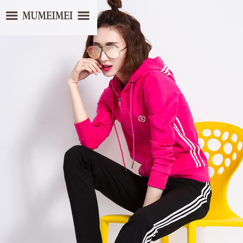 MUM休闲运动套装女春秋装时尚跑步大码宽松