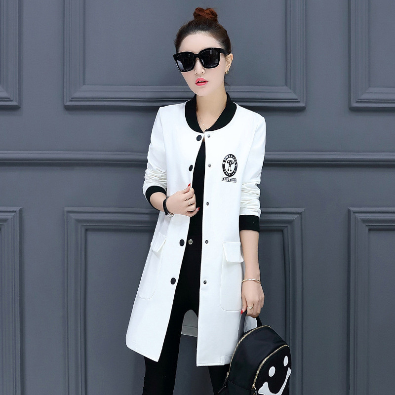 金任亿中长款棒球服女2017春秋新款女装韩版