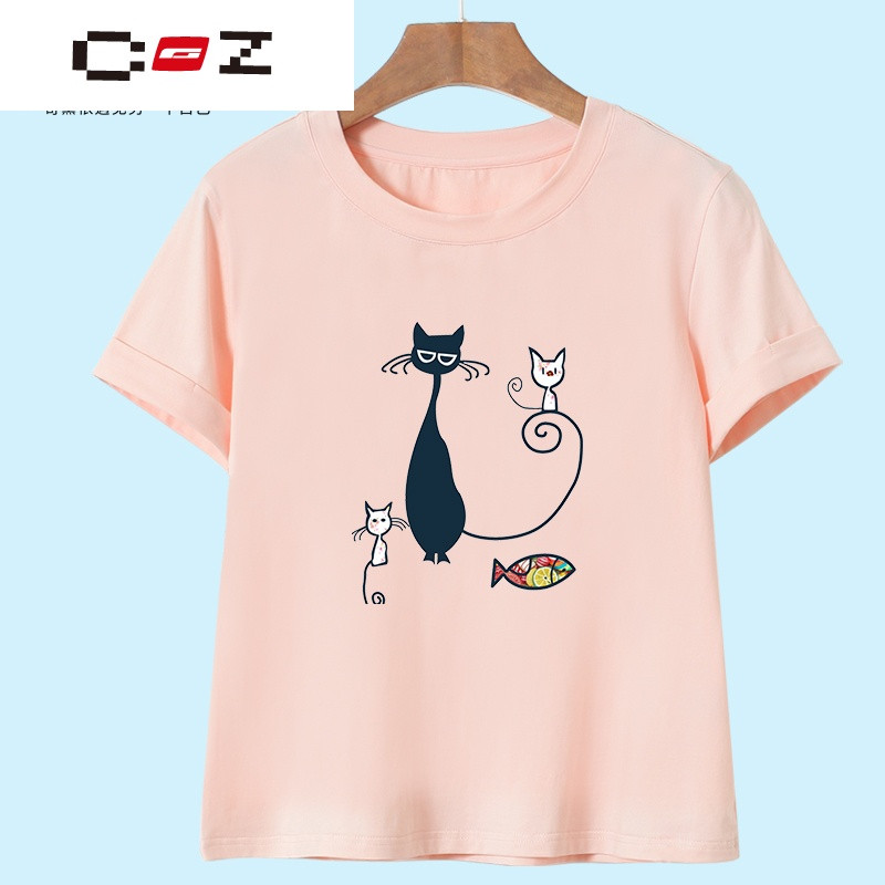 CZ潮流品牌印花T恤女上衣卡通创意简约韩版大