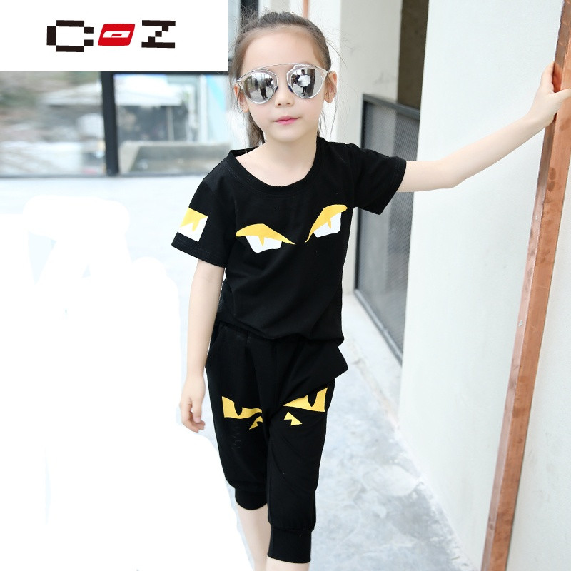 CZ潮流品牌新款夏装女童短袖套装 运动装两件