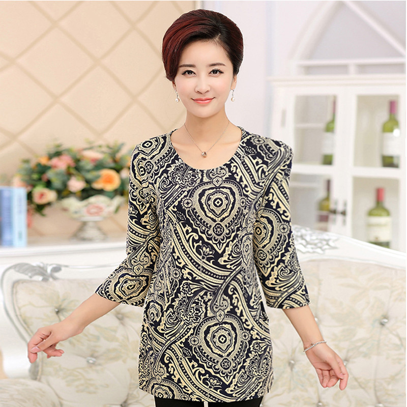 2017中老年女装妈妈装T恤中年妇女夏装七分袖