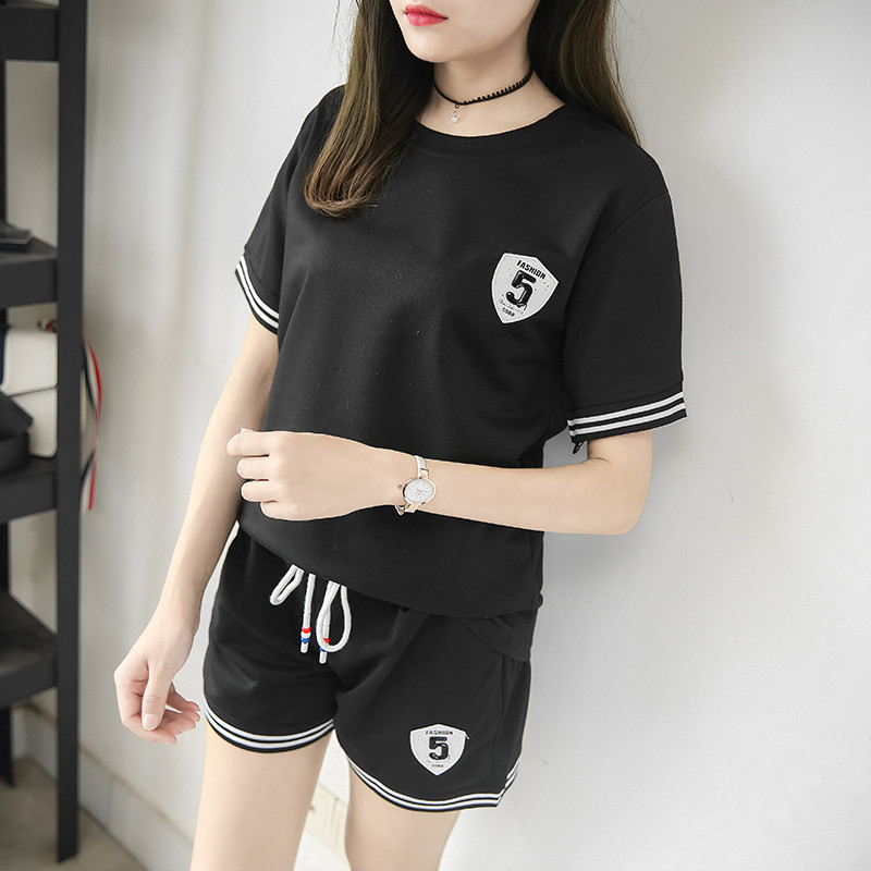 蔚缇学生休闲运动套装女运动服跑步短袖短裤两