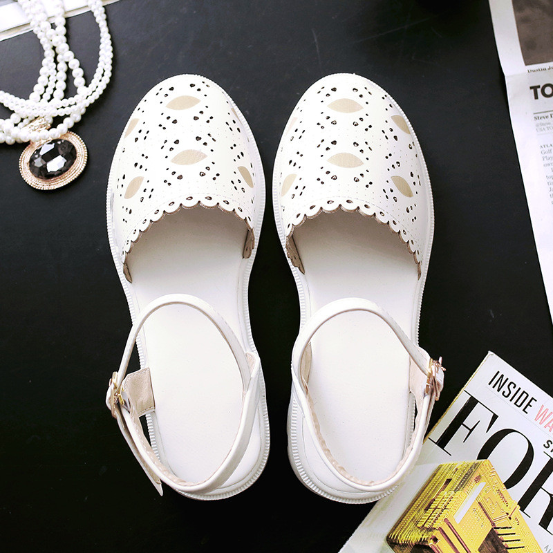 春夏单鞋2017韩版甜美学生平底包头女鞋一字