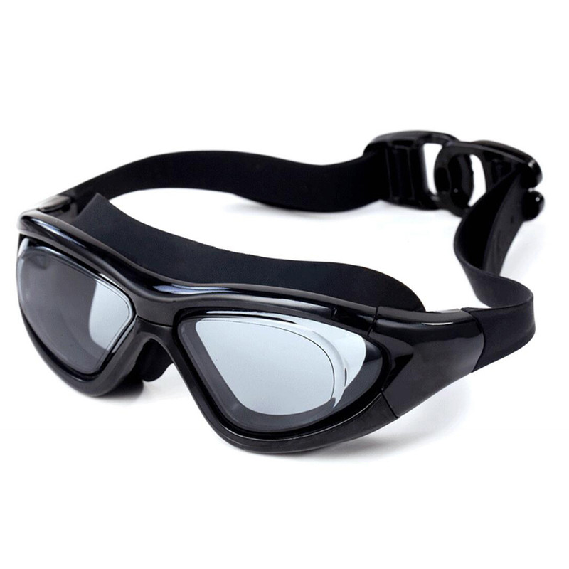 狂神大框成人防雾防水泳镜送鼻夹耳塞套装游泳眼镜套装 黑色